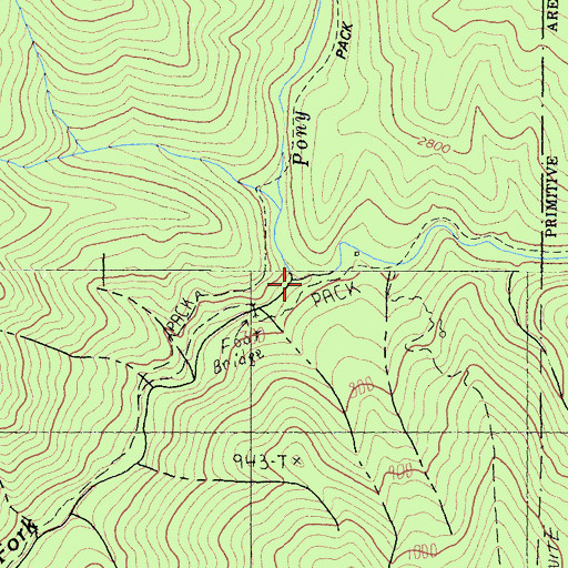 Topographic Map of Pony Creek, CA