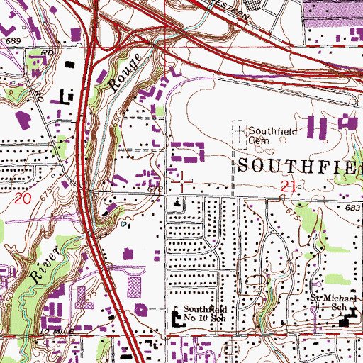 Topographic Map of Southfield Historical Museum, MI