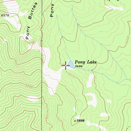 Topographic Map of Pony Lake, CA