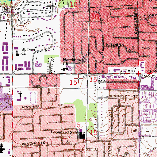 Topographic Map of Inglenook Park, MI