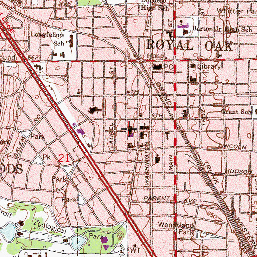 Topographic Map of Saint Mary Catholic School, MI