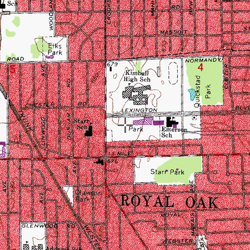 Topographic Map of Worden Park, MI