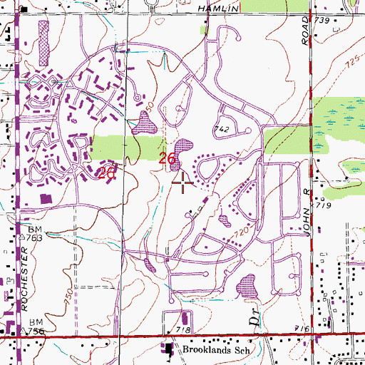 Topographic Map of Hampton Golf and Country Club, MI