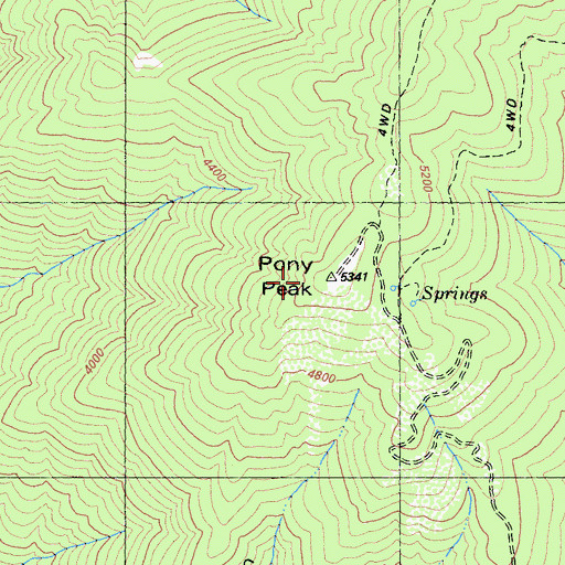 Topographic Map of Pony Peak, CA