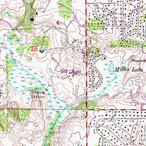 Topographic Map of Oakland University Katke Cousins Golf Course, MI
