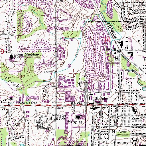 Topographic Map of Great Oaks Country Club, MI