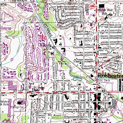 Topographic Map of Rochester Municipal Park, MI
