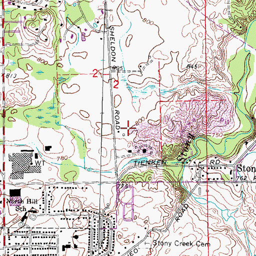 Topographic Map of Stoney Creek High School, MI