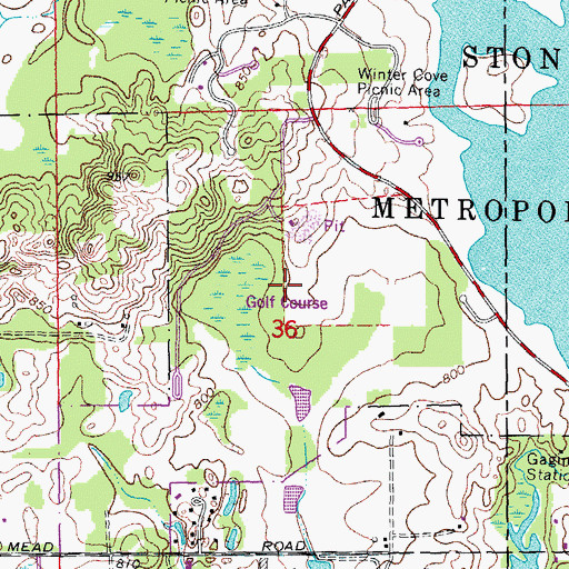 Topographic Map of Stony Creek Metropark Golf Course, MI