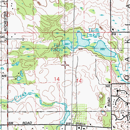 Topographic Map of Twin Lakes Golf and Swim Club, MI