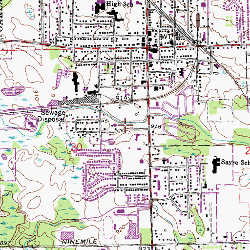 Topographic Map of Witches Hat Depot Museum, MI