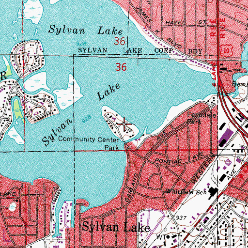 Topographic Map of Sylvan Community Park, MI