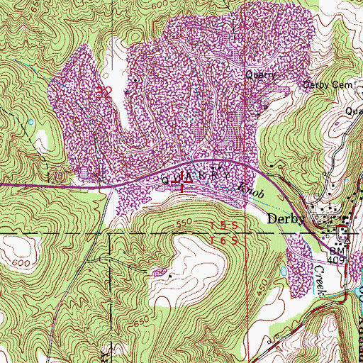 Topographic Map of Derby Quarry, IN