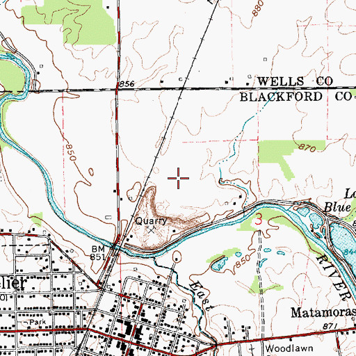 Topographic Map of Erie Stone Quarry, IN