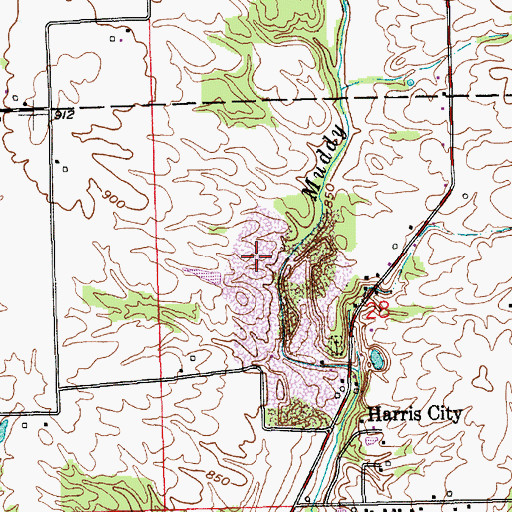 Topographic Map of Harris City Quarry, IN