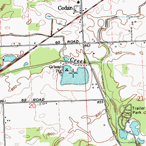 Topographic Map of Hixon Sand and Gravel Pit, IN