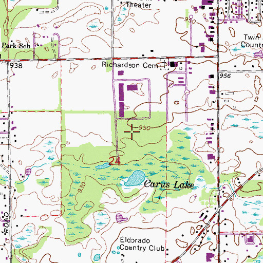 Topographic Map of Links at Pinewood Golf Course, MI