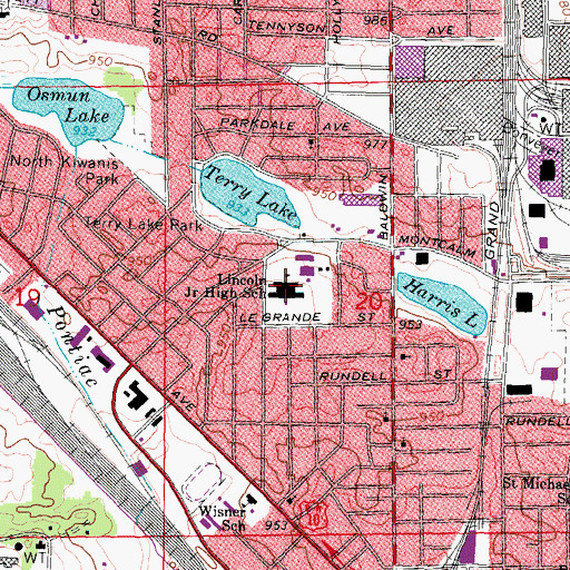 Topographic Map of Walt Whitman Elementary School, MI