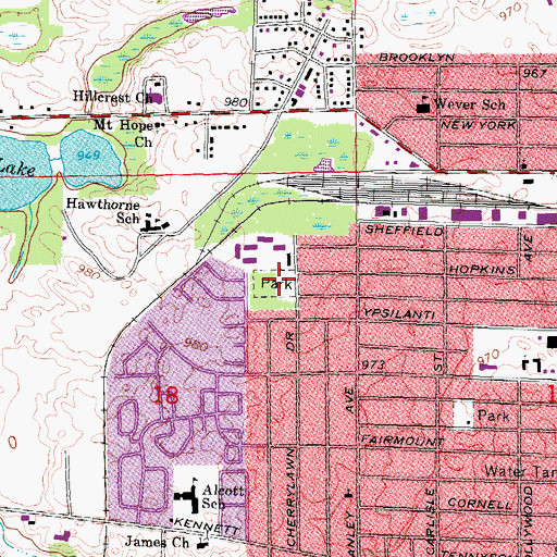 Topographic Map of Cherrylawn Park, MI