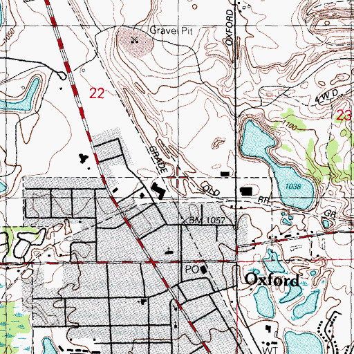Topographic Map of Oxford Station (historical), MI