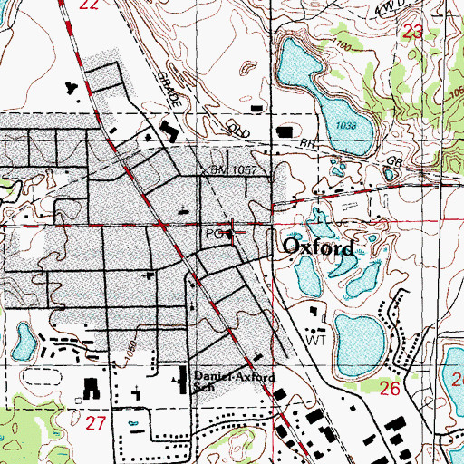 Topographic Map of Oxford Post Office, MI