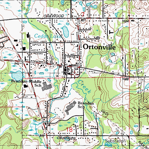 Topographic Map of Ortonville Post Office, MI