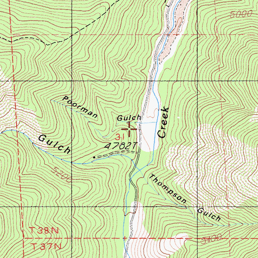 Topographic Map of Poorman Gulch, CA
