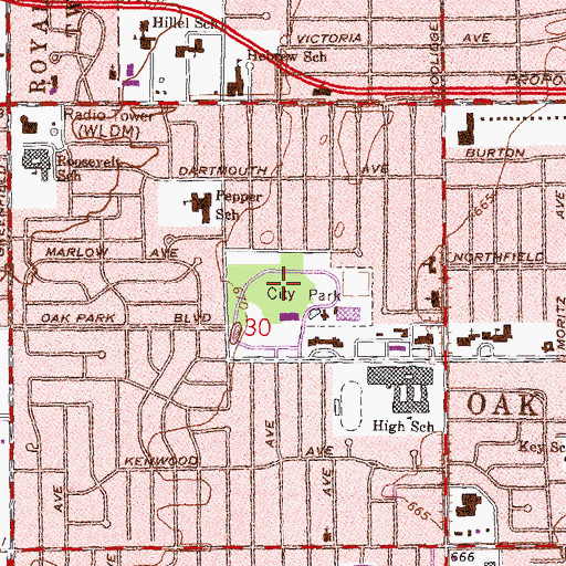 Topographic Map of David H Shepherd Park, MI