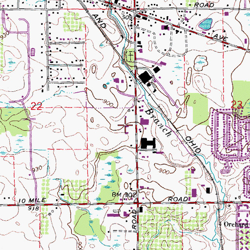 Topographic Map of Novi Post Office, MI