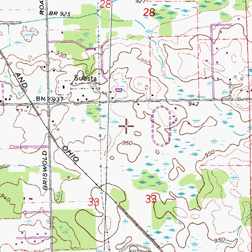 Topographic Map of Cattails Golf Club, MI