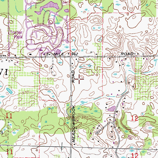 Topographic Map of Meadowbrook Elementary School, MI