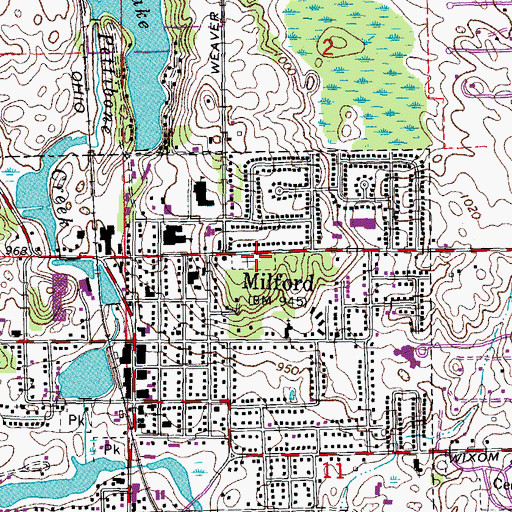 Topographic Map of Saint Mary's Cemetery, MI