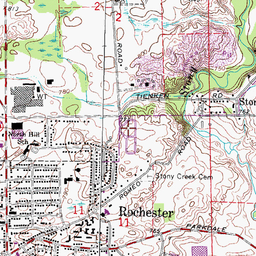 Topographic Map of Van Hoosen Jones Cemetery, MI