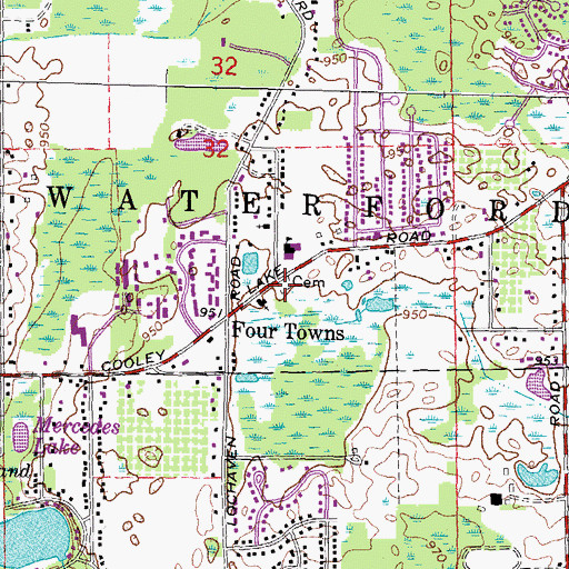 Topographic Map of Four Towns Cemetery, MI