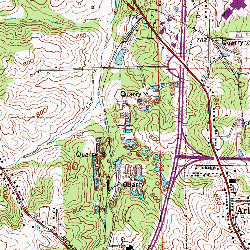 Topographic Map of Hunter Valley Quarry, IN