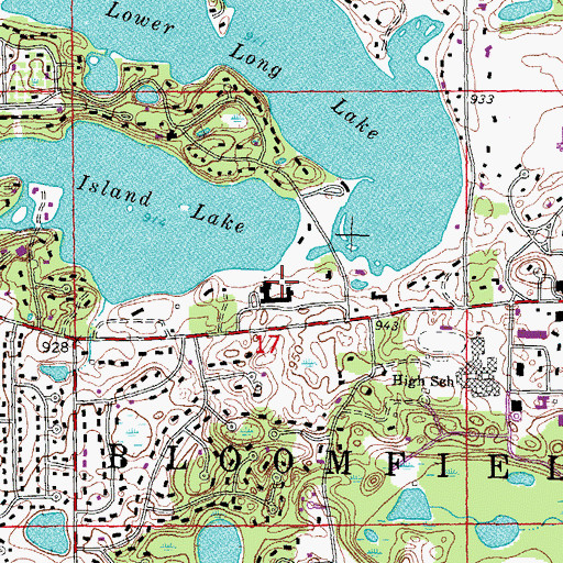 Topographic Map of Kirk in the Hills Columbarium, MI