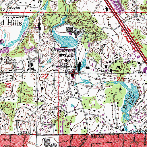 Topographic Map of Christ Church Cranbrook Columbarium, MI