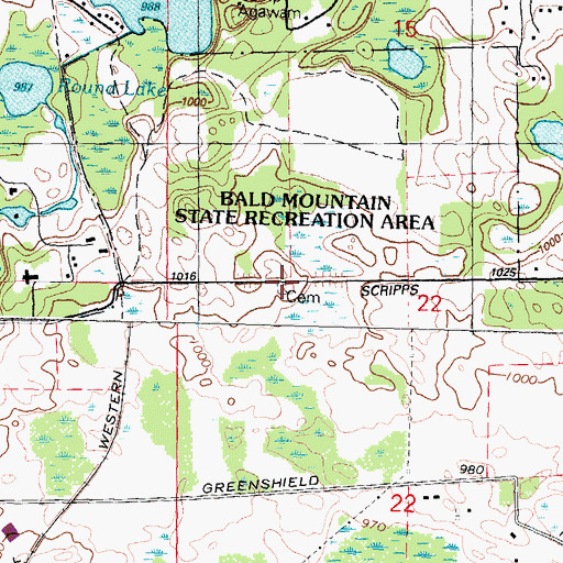 Topographic Map of Berridge Cemetery, MI