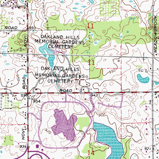 Topographic Map of B'Nai Israel Memorial Garden, MI