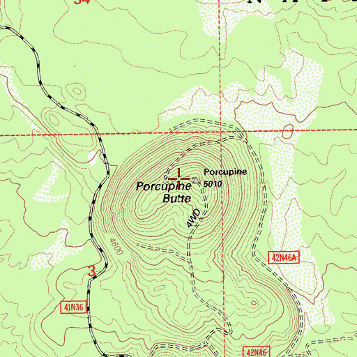 Topographic Map of Porcupine Butte, CA