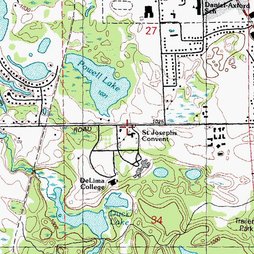 Topographic Map of Our Lady of Sorrows Cemetery, MI