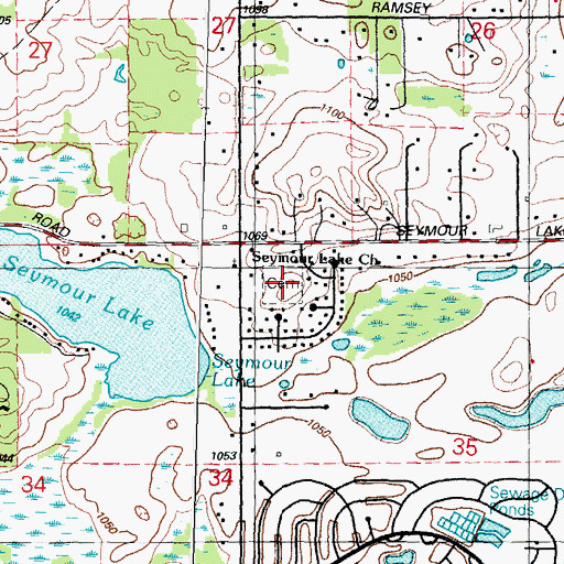 Topographic Map of Seymour Lake Cemetery, MI