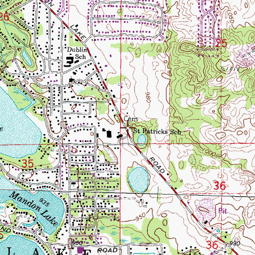 Topographic Map of Saint Patrick's Catholic Cemetery, MI