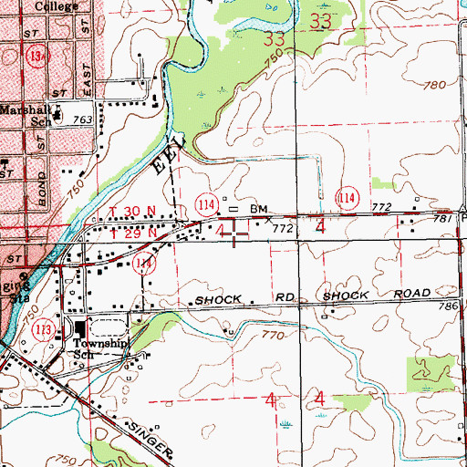 Topographic Map of Saint Robert's Catholic Church, IN