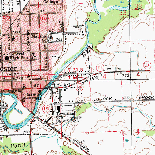 Topographic Map of Christian Fellowship Church, IN