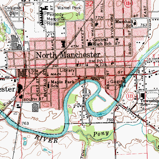 Topographic Map of Zion Evangelical Lutheran Church, IN