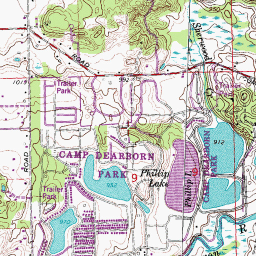 Topographic Map of Mystic Creek Golf Club, MI