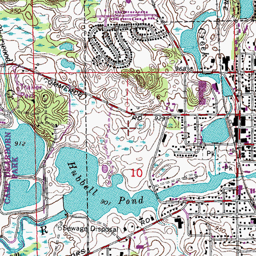 Topographic Map of Hubbell Pond Park, MI