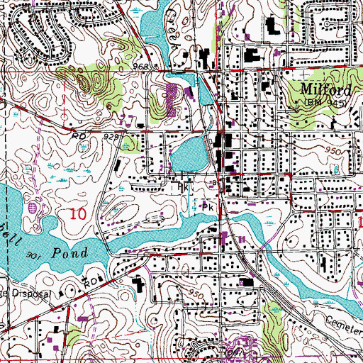 Topographic Map of Milford Central Park, MI
