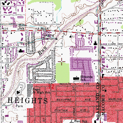 Topographic Map of Madison Heights Nature Center, MI